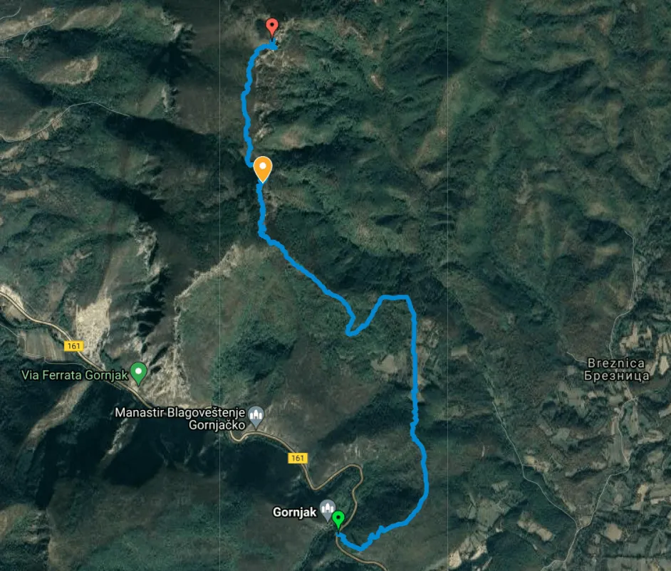 Mapa rute: Manastir Gornjak – Vukani